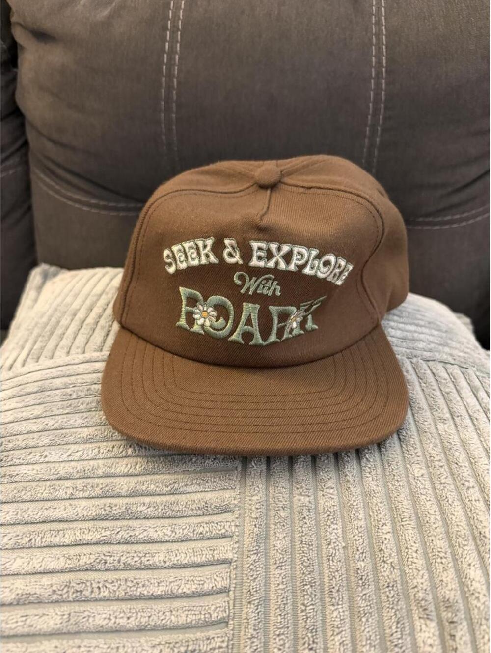 NWT Roark brown cap SEEK & EXPLORE With ROARK' and floral graphic #roark